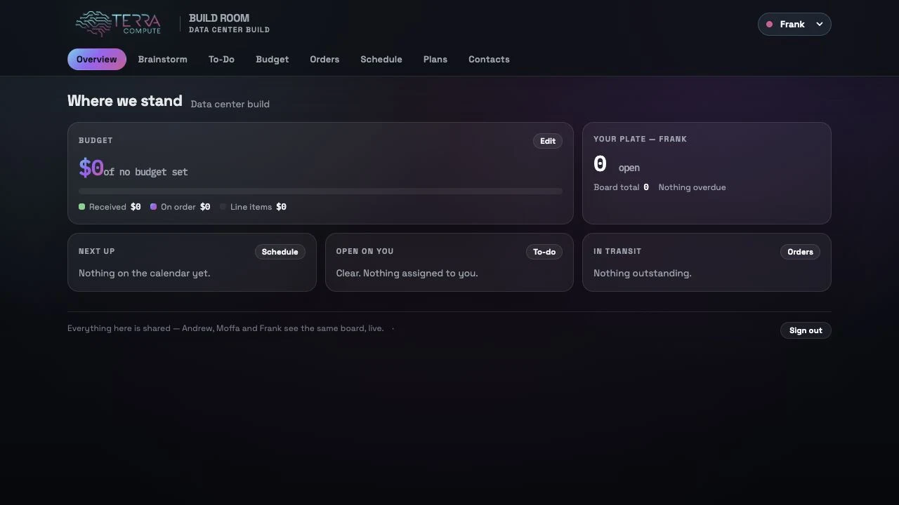 Build Room interface